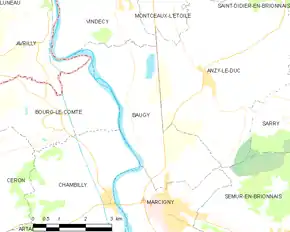 Poziția localității Baugy