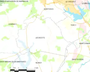 Poziția localității Les Bizots