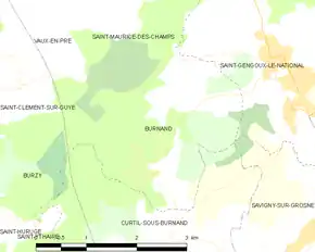Poziția localității Burnand
