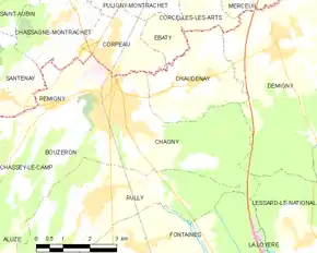 Poziția localității Chagny