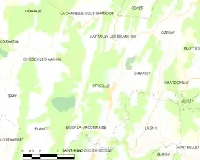 Poziția localității Cruzille