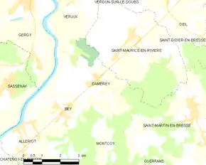 Poziția localității Damerey