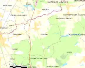 Poziția localității Demigny