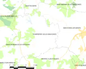 Poziția localității Dompierre-sous-Sanvignes
