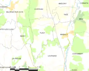 Poziția localității Flagy