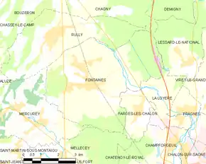 Poziția localității Fontaines