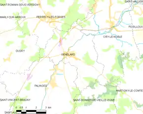 Poziția localității Génelard