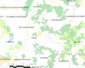 Poziția localității Gibles