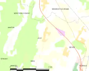 Poziția localității Jugy