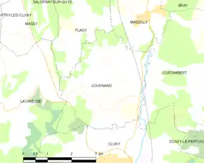 Poziția localității Lournand