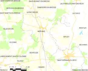 Poziția localității Mervans