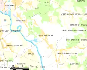 Poziția localității Ouroux-sur-Saône
