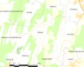 Poziția localității Ozenay