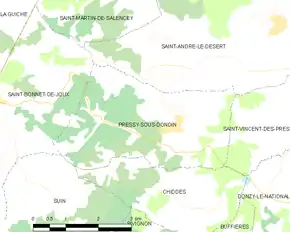 Poziția localității Pressy-sous-Dondin