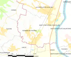 Poziția localității Romanèche-Thorins