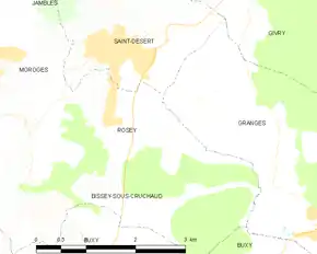 Poziția localității Rosey