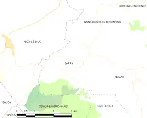 Poziția localității Sarry