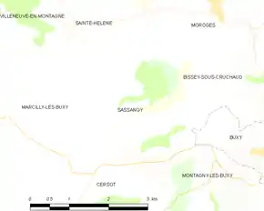 Poziția localității Sassangy