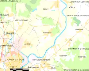Poziția localității Sassenay
