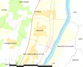 Poziția localității Senozan