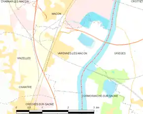 Poziția localității Varennes-lès-Mâcon