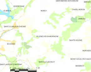 Poziția localității Villeneuve-en-Montagne