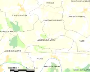 Poziția localității Asnières-sur-Vègre