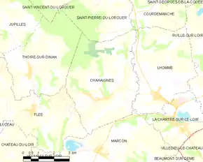 Poziția localității Chahaignes