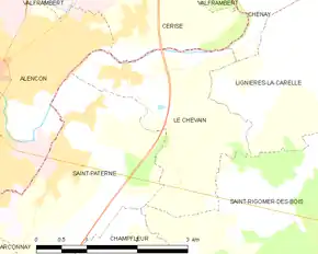 Poziția localității Le Chevain