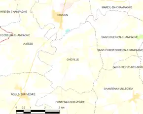 Poziția localității Chevillé