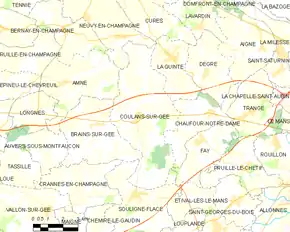 Poziția localității Coulans-sur-Gée