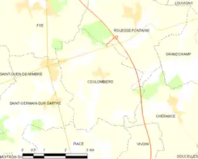 Poziția localității Coulombiers