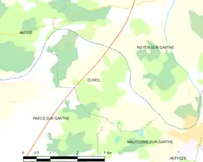 Poziția localității Dureil