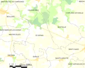 Poziția localității Écorpain