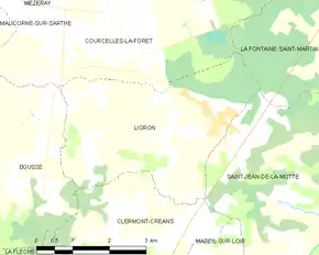 Poziția localității Ligron