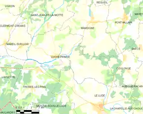 Poziția localității Luché-Pringé