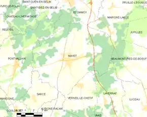 Poziția localității Mayet