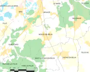 Poziția localității Moncé-en-Belin