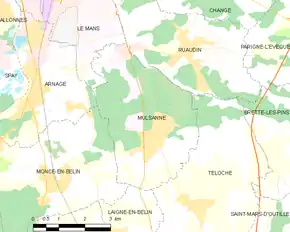 Poziția localității Mulsanne