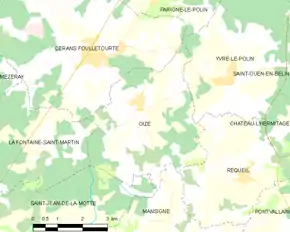 Poziția localității Oizé