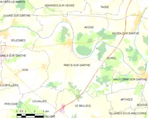 Poziția localității Parcé-sur-Sarthe