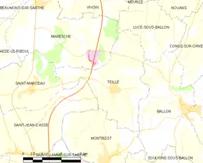 Poziția localității Teillé