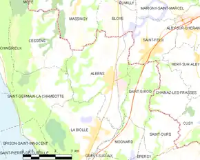 Poziția localității Albens