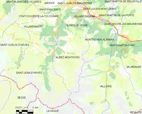 Poziția localității Albiez-Montrond