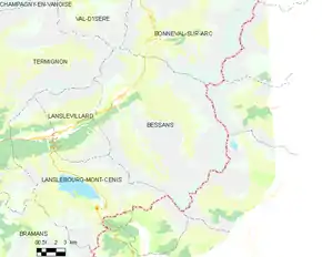 Poziția localității Bessans
