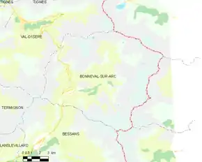 Poziția localității Bonneval-sur-Arc