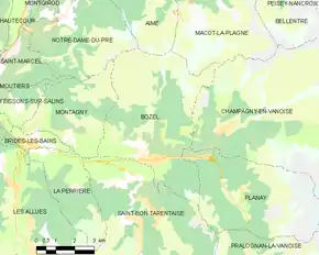 Poziția localității Bozel