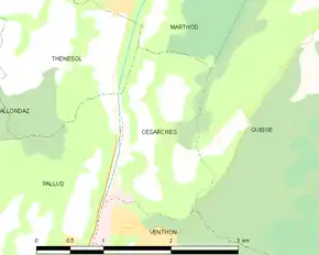 Poziția localității Césarches