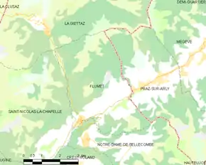 Poziția localității Flumet