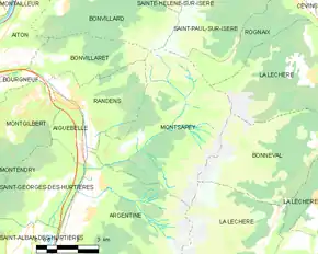 Poziția localității Montsapey